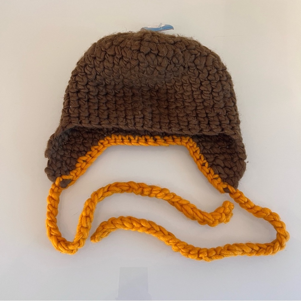 DELUX Knit Earflap Beanie Hat Green With Orange Tassels Winter Cold Weather - Picture 6 of 8
